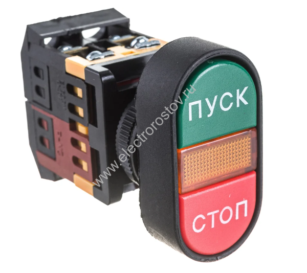 Кнопка AРВВ-22 N "Пуск-Стоп" d22мм неон/230В 1з+1р TDM