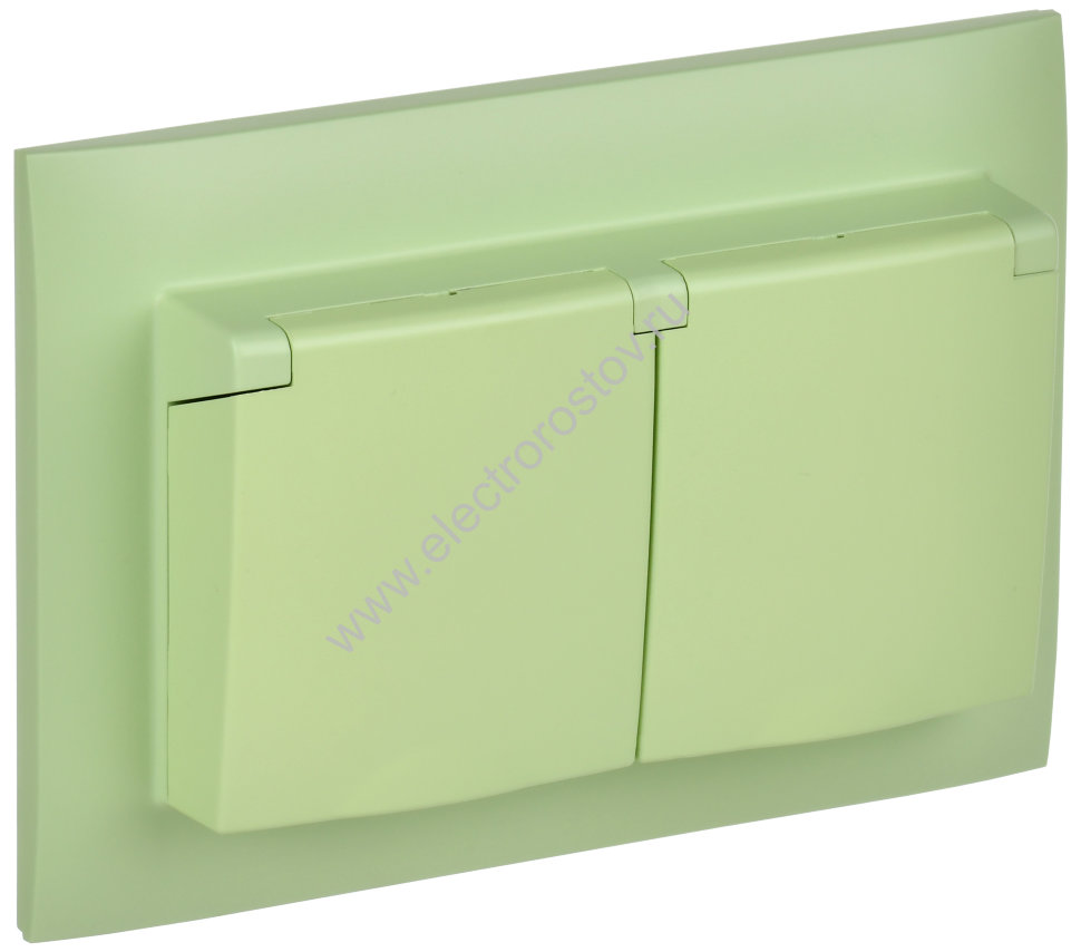 IEK SKANDY Мятный Розетка 2-ая с/з с крышкой 16А в сборе IP44 SK-R12G