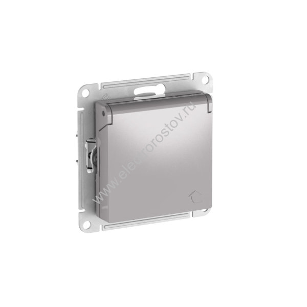 AtlasDesign Алюминий Розетка 1-ая с/з со шторк. с крышкой c быстрозажим. клеммами Schneider Electri