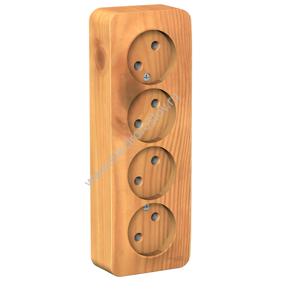 Blanca наруж Ясень Розетка 4-ая б/з без шторок 16А, 250В, изолир. пластина Schneider Electric