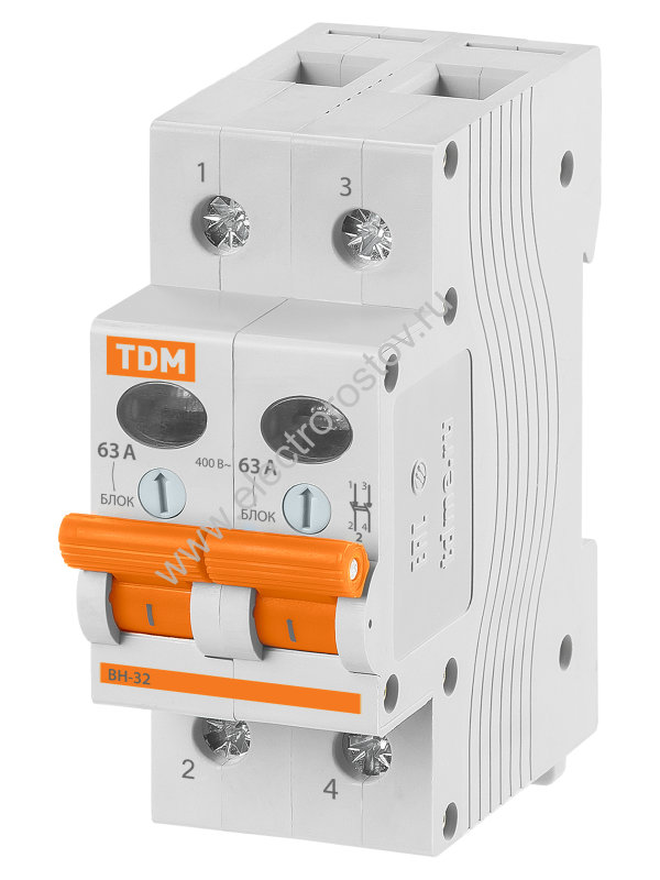 Выключатель нагрузки (мини-рубильник) ВН-32 2P 63A TDM