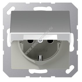 JUNG EcoProfi Алюминий Розетка 1-ая с/з с крышкой
