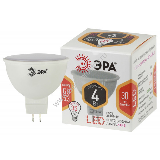 Лампа светодиодная LED GU5.3 4W 827 ЭРА