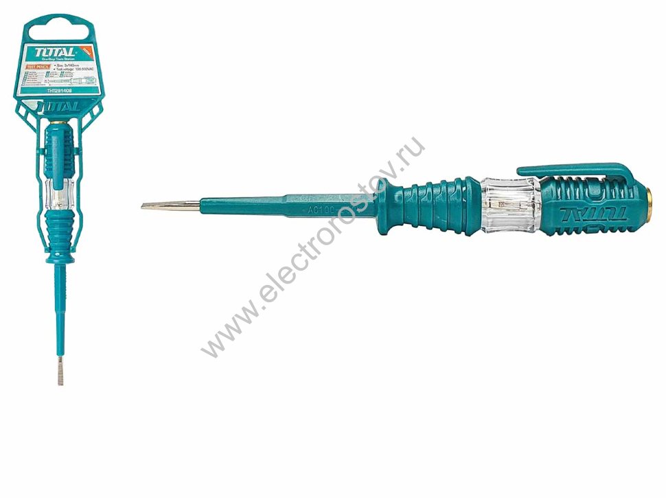 Отвертка-пробник (индикатор) AC 100-500V, SL 3x140мм Total