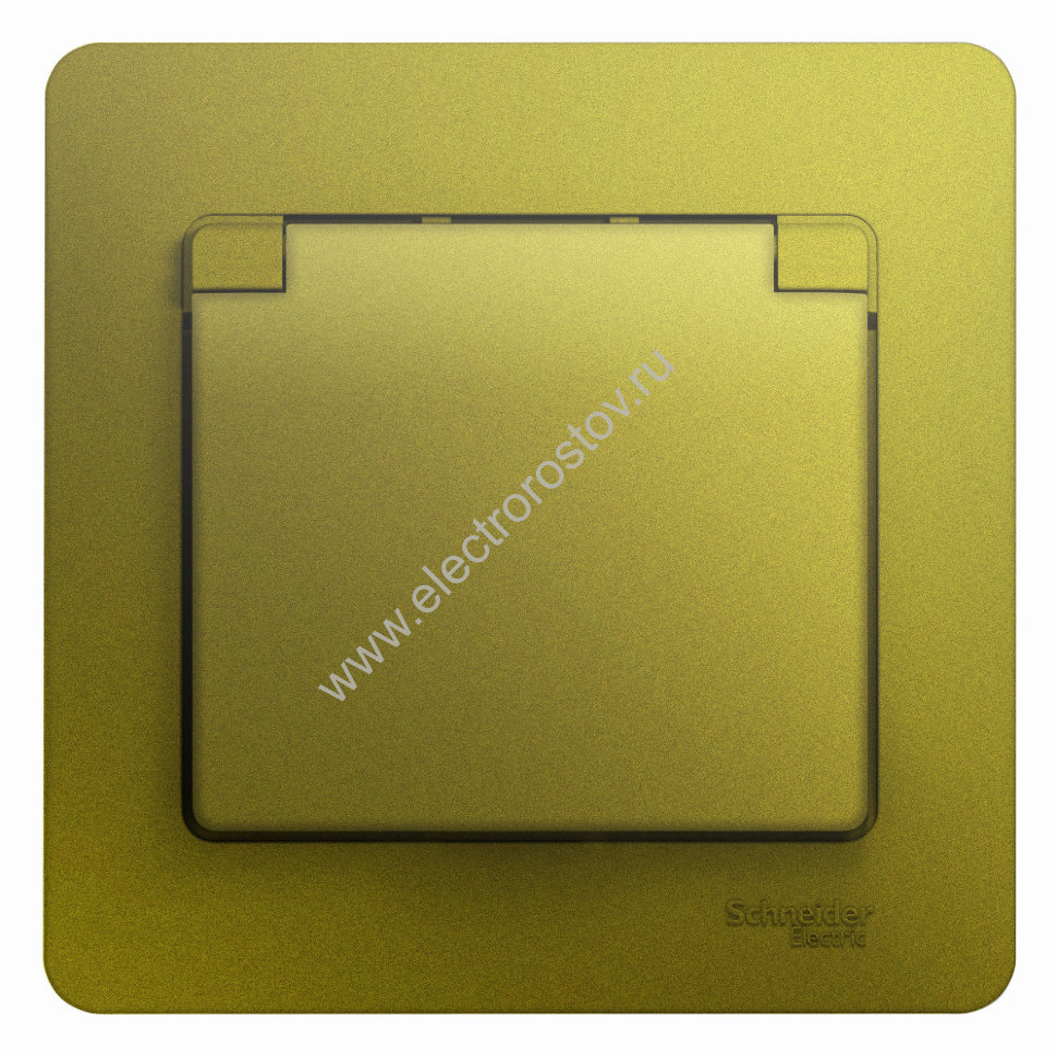 Glossa Фисташковый Розетка 1-ая с/з со шторками с крышкой IP20 (в сборе с рамкой) Schneider Electric
