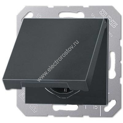 JUNG EcoProfi Антрацит Матовый Розетка с крышкой