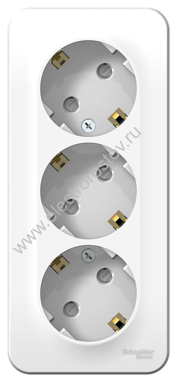 Blanca наруж Белый Розетка 3-ая с/з со шторками 16А, 250В, изолир. пластина Schneider Electric