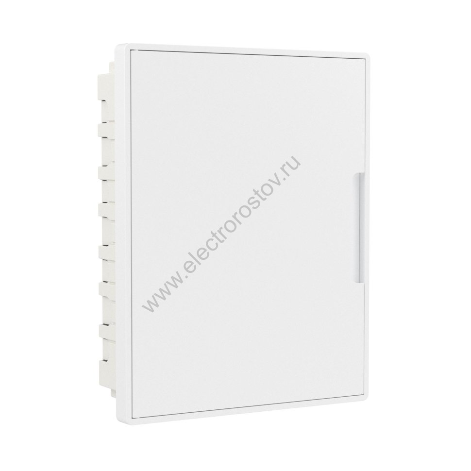 Щиток 24 мод встраиваемый слаботочный ФРЕЙМ, белый, с белой дверцей, с монтажной платой, 1 розеткой