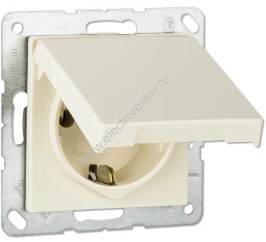 JUNG EcoProfi Бежевая Розетка 1-ая с/з с крышкой с безвинт. клеммами