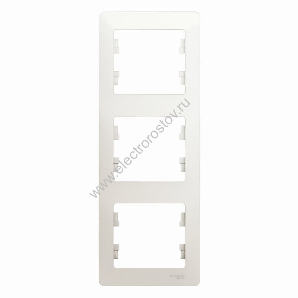 Glossa Перламутр Рамка 3-ая вертикальная Schneider Electric