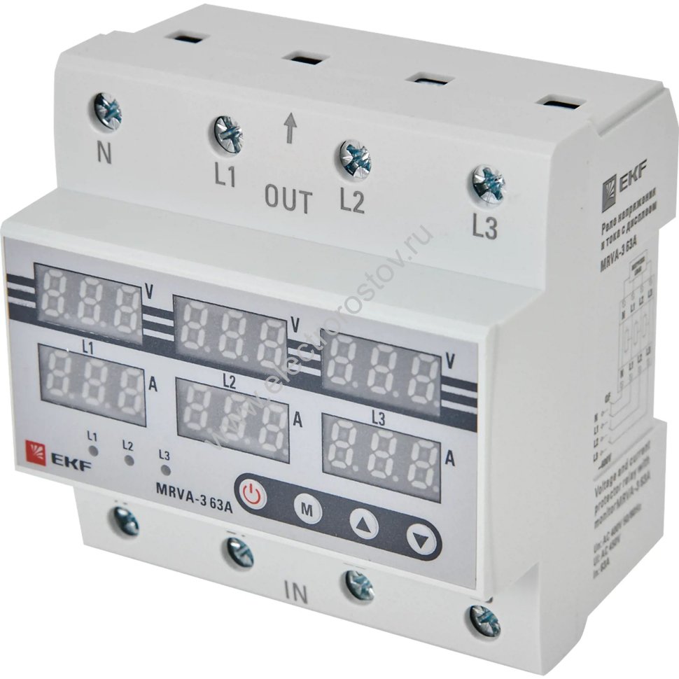 Реле контроля трехфаз. напряжения MRVA 63A EKF