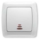 Онега Белый Выключатель 1-клавишный с подсветкой TDM