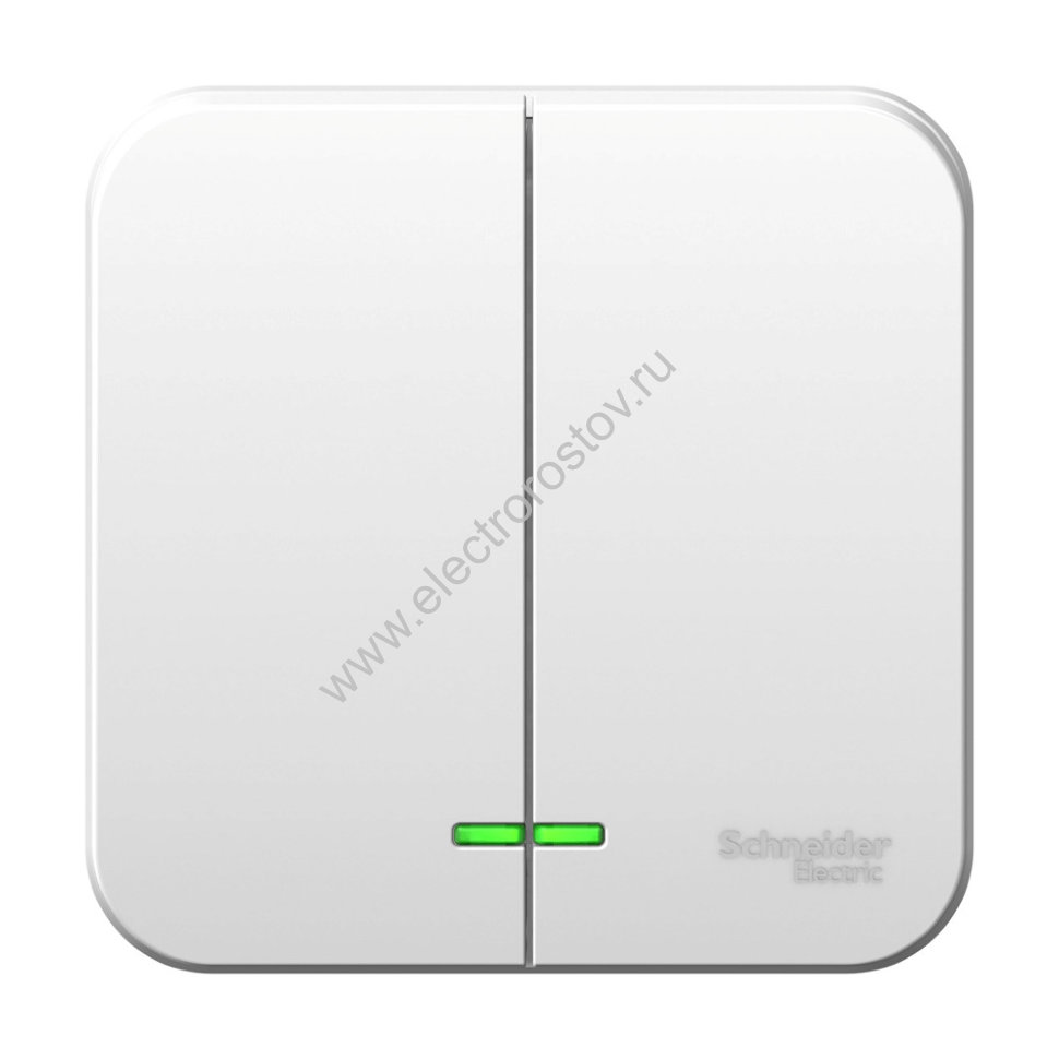 Blanca наруж Белый Выключатель 2-клавишный с подсветкой 10А, 250B, изолир. пластина Schneider Electr