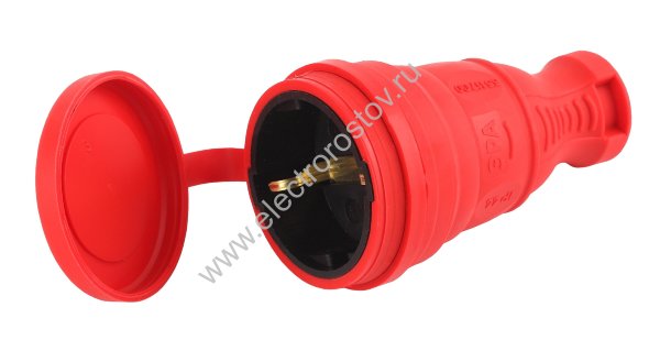 Розетка на кабель каучук красная 16А 250В IP44 ЭРА