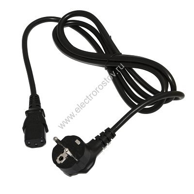 Кабель питания компьютера Shucko + C13 3x0.75 10A угловая вилка 1.8 м цвет черный Hyperline