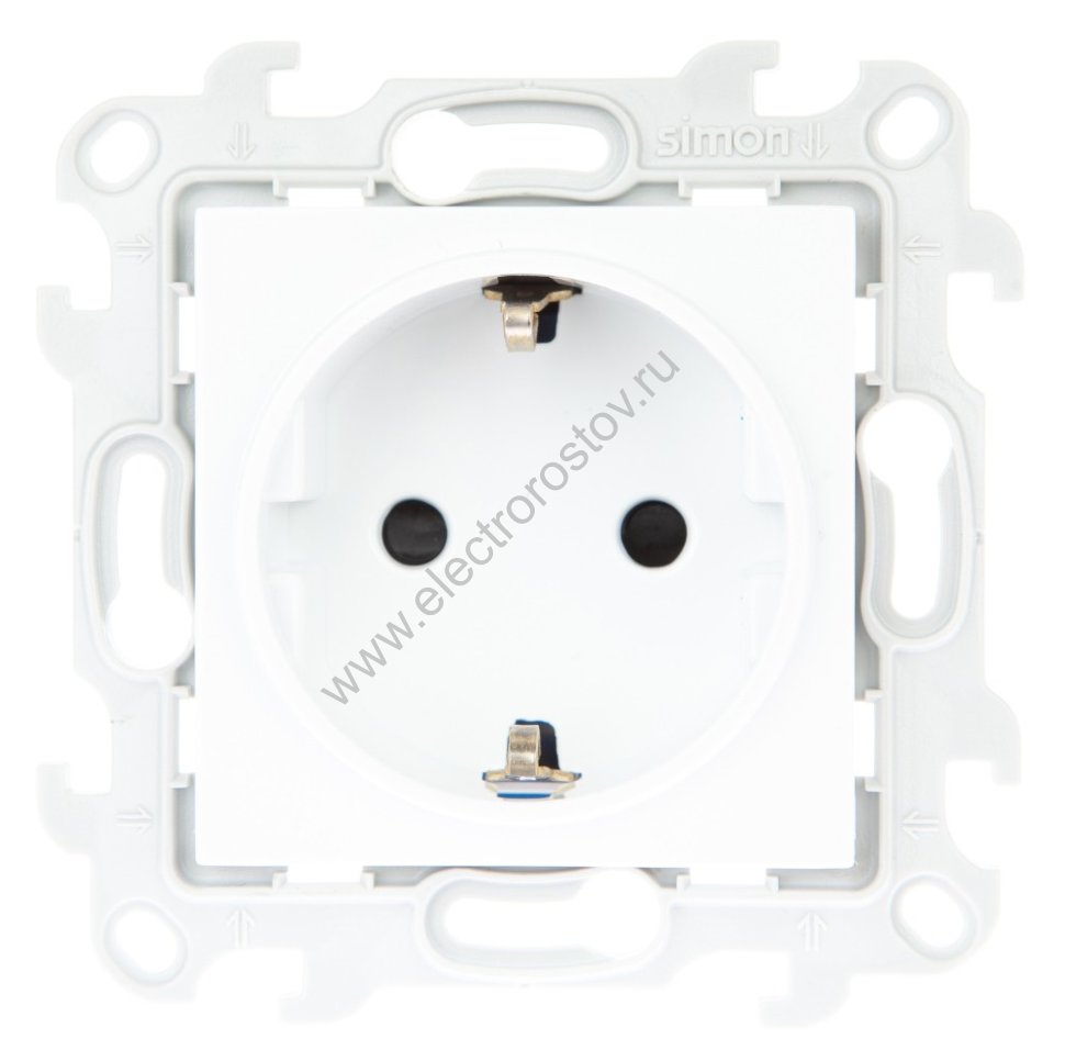 Simon 24 Белый Розетка 1-ая с заземлением, с защитными шторками Simon