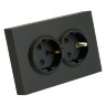 STEKKER Эмили Черный уголь, soft touch Розетка 2-местная с защитной шторкой с/з
