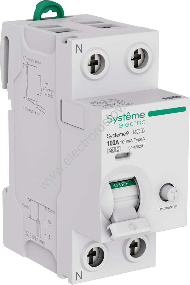 Systeme Electric Systeme9 Выключатель дифференциального тока (ВДТ) 100A 2P 100мА Тип-A-S 230В