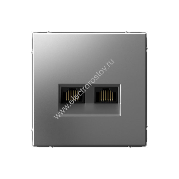 Systeme Electric ArtGallery Сталь Розетка двойная компьютерная RJ45+RJ45, кат.6А, механизм 