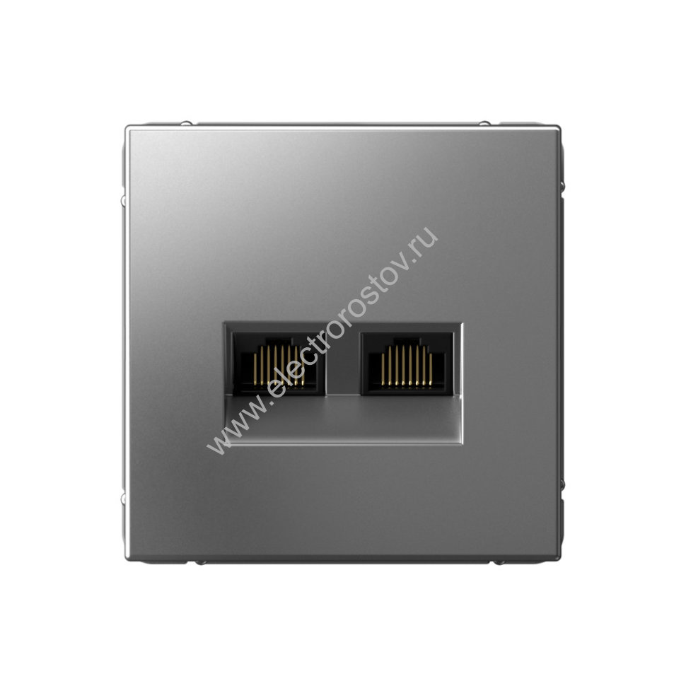 Systeme Electric ArtGallery Сталь Розетка двойная компьютерная RJ45+RJ45, кат.6А, механизм 