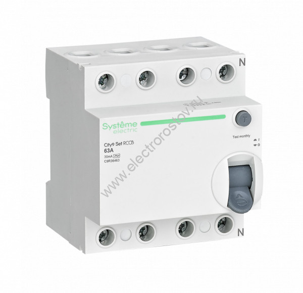 Systeme Electric City9 Set Выключатель дифференциального тока (ВДТ) 63А 4P 30мА Тип-AC 400В