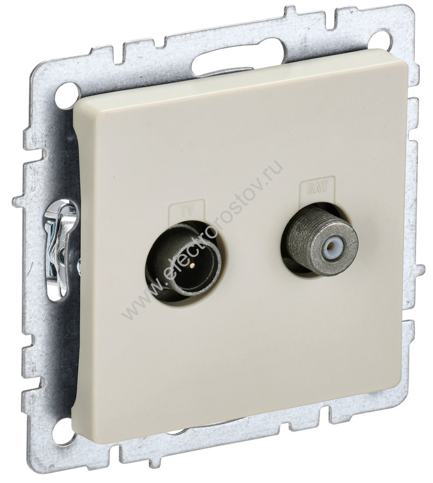 IEK BRITE BASE Бежевый Розетка двойная TV+SAT РТВ/РСп12-БрКр