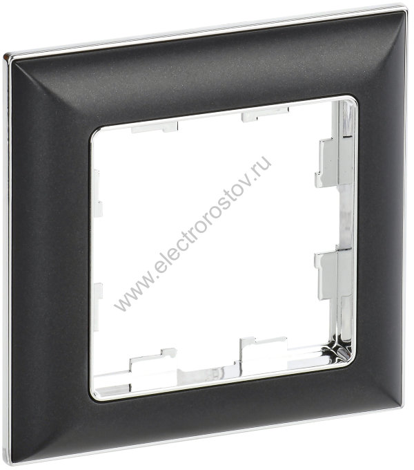 IEK BRITE DECOR Черный/хром 3D-форма Рамка 1-мест. РУ-1-Бр