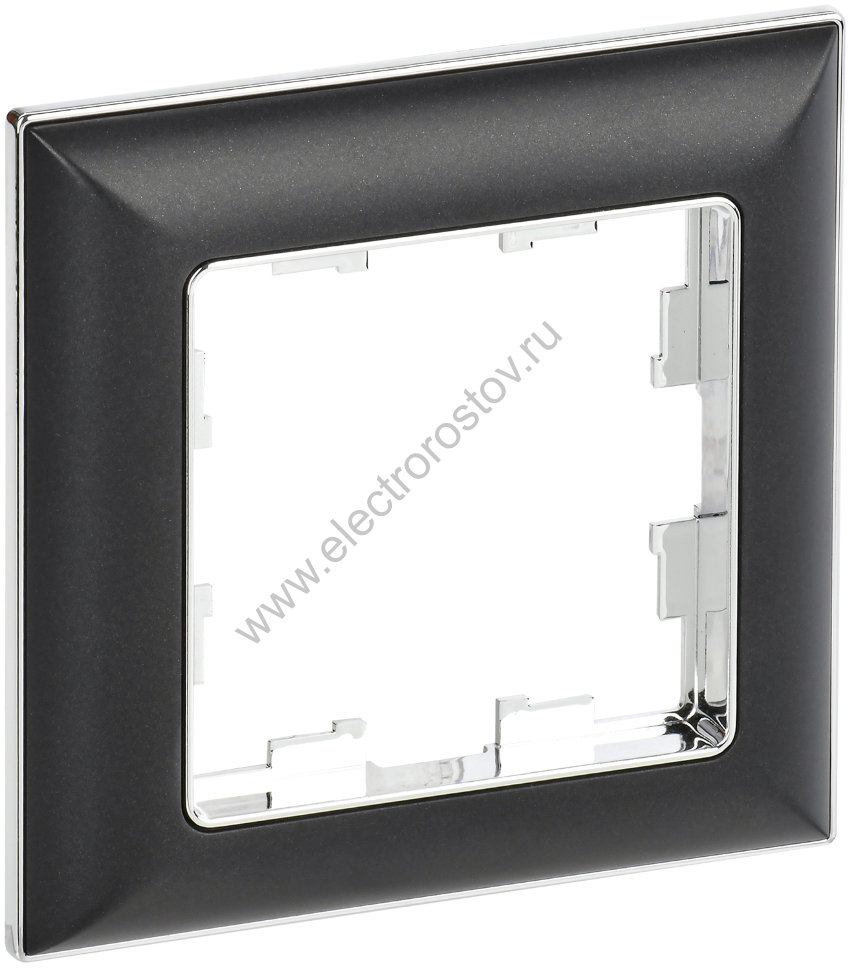 IEK BRITE DECOR Черный/хром 3D-форма Рамка 1-мест. РУ-1-Бр