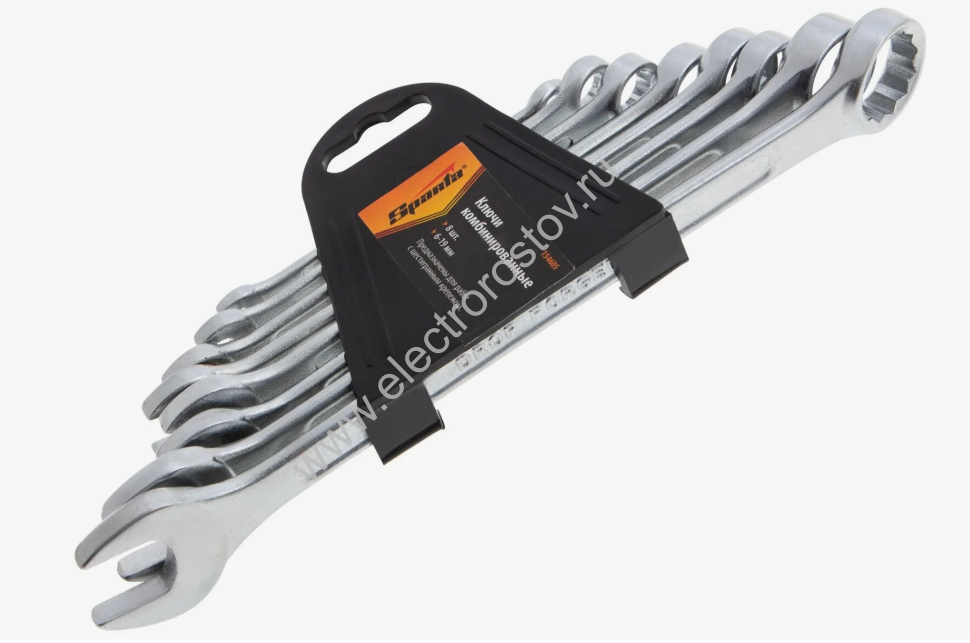 Набор ключей 6,8,10,12,13,14,17,19мм, хромированные, 8 шт. Sparta