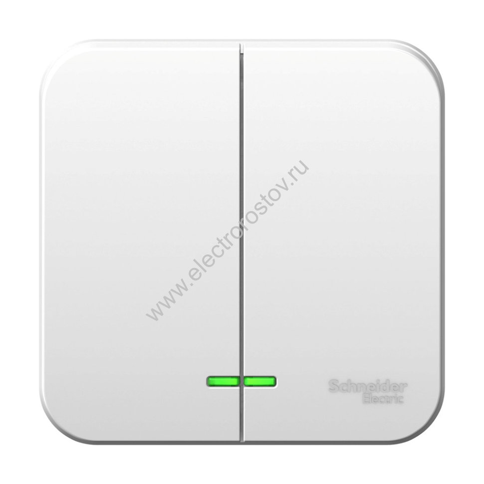 Blanca наруж Белый Выключатель 2-клавишный с подсветкой 6А, 250B, изолир. пластина Schneider Electri