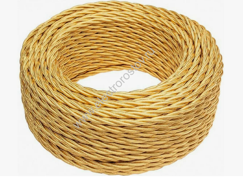 Витой провод 2*0,75, золото, глянец 10м