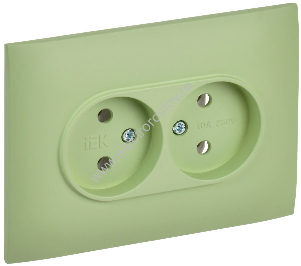 IEK SKANDY Мятный Розетка 2-ая б/з 10А в сборе SK-R10G