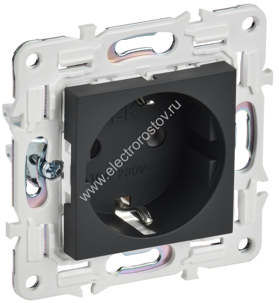 IEK SKANDY Графит Розетка с/з без защитных шторок 16А SK-R05G