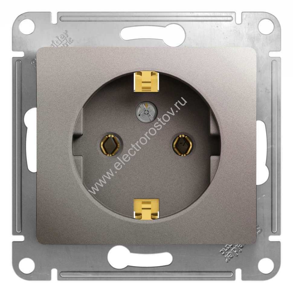 Glossa Платина Розетка 1-ая с заземлением Schneider Electric