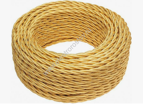 Витой провод 2*0,75, золото, глянец 20м