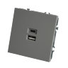 STEKKER Эмили Платиново-серый, soft touch Розетка 2-местная USB + Type C 20W