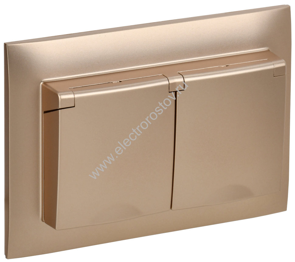 IEK SKANDY Песочный Розетка 2-ая с/з с крышкой 16А в сборе IP44 SK-R12Sa