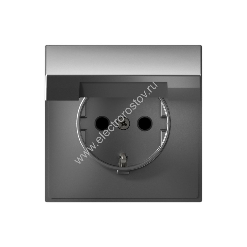 Systeme Electric ArtGallery Сталь Розетка с заземл. со шторк. с крышкой, 16А, IP20, механизм 
