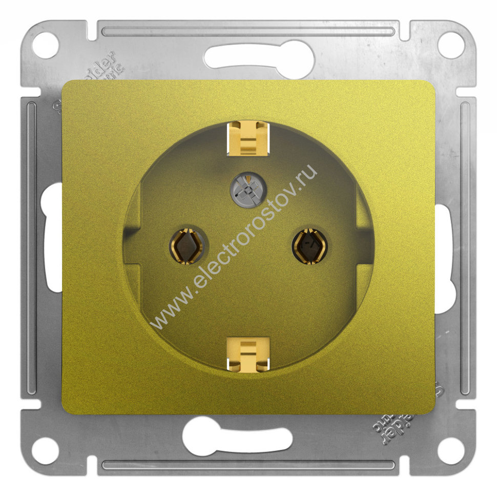 Glossa Фисташковый Розетка 1-ая с заземением Schneider Electric