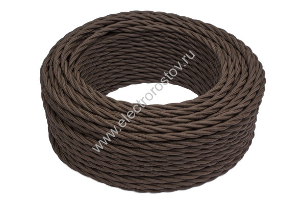 Витой провод 3*2,5, коричневый, матовый 50м