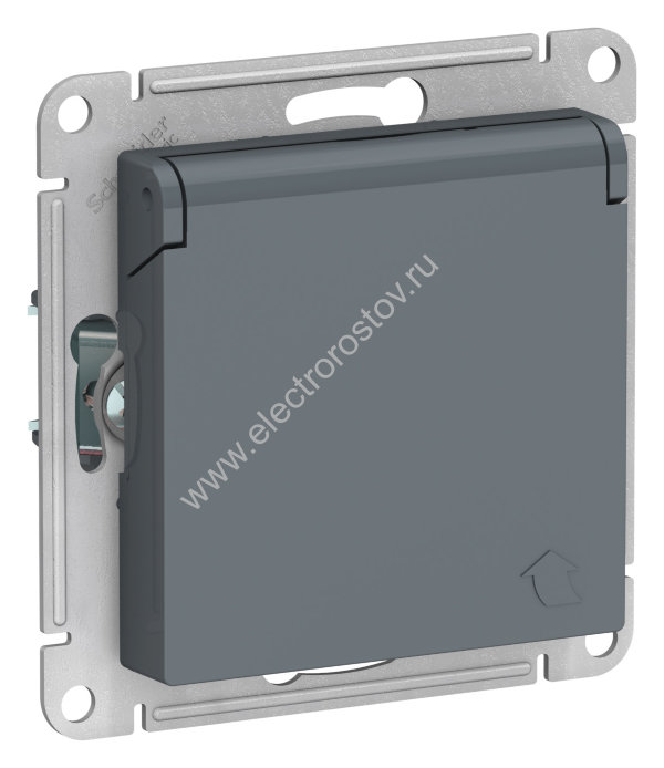 AtlasDesign Грифель Розетка 1-ая с/з со шторками, с крышкой Schneider Electric