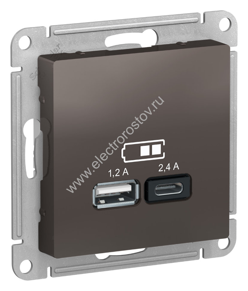 AtlasDesign Мокко Розетка USB A+C; 5В/2,4A; 2x5В/1,2A Schneider Electric