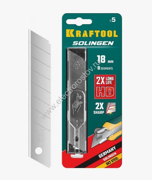 Лезвие 18мм, 5 шт, "Solingen" нитрид титановое покрытие, сменное, Kraftool