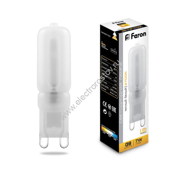 Лампа светодиодная LED G9 7w 2700K матовая Feron