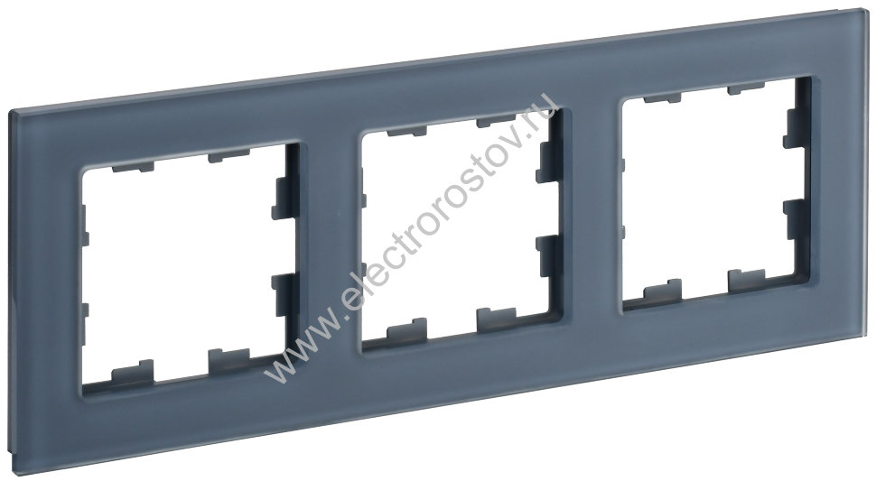IEK BRITE DECOR Маренго матовый стекло Рамка 3-мест. РУ-3-2-Бр