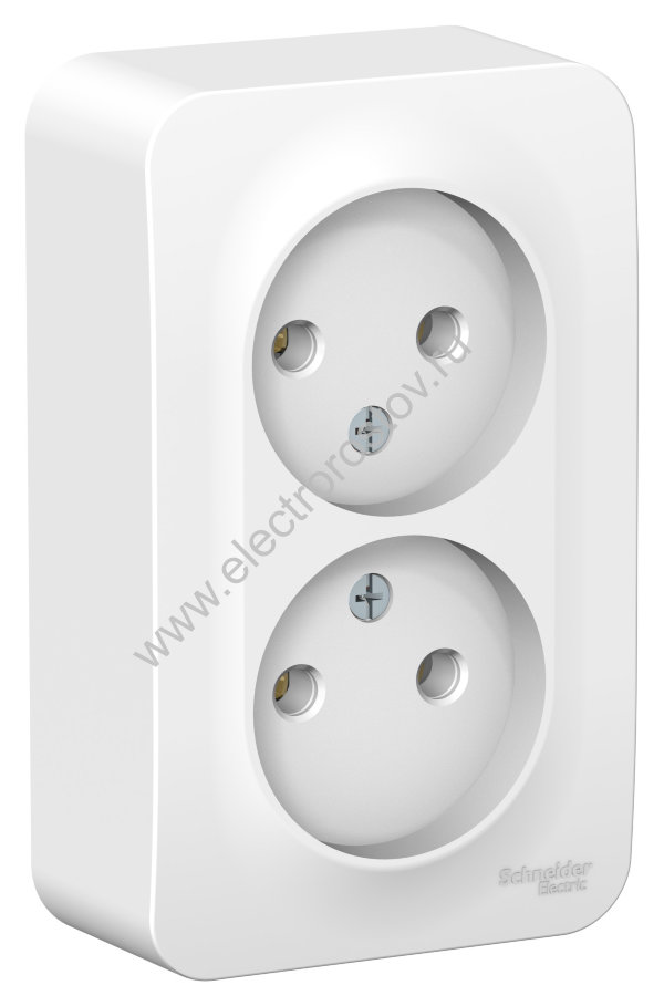 Blanca наруж Белый Розетка 2-ая б/з без шторок 16А, 250В, изолир. пластина Schneider Electric