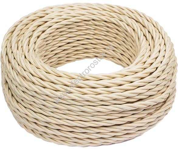 Витой провод 3*2,5, песочное золото, матовый 10м