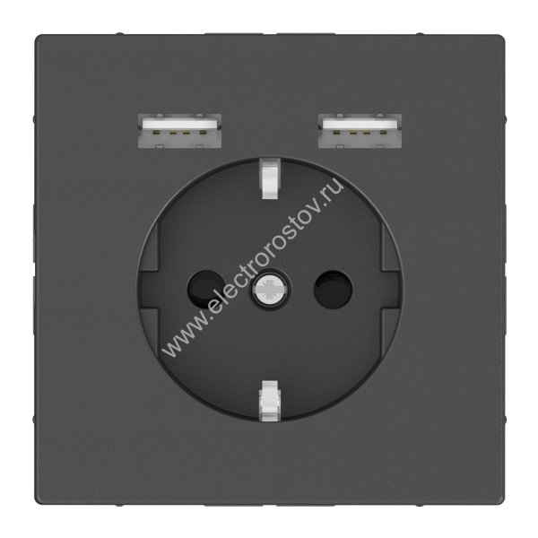 Schneider Electric Merten D-Life Антрацит Розетка Schuko с 2 USB c зарядным устройством 2,4 A