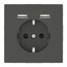 Schneider Electric Merten D-Life Антрацит Розетка Schuko с 2 USB c зарядным устройством 2,4 A