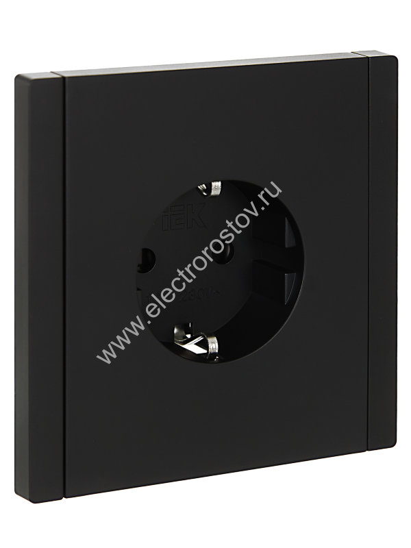 IEK FORTE&PIANO Черный Розетка с/з со шт безвинтовое крепление 16А FP113